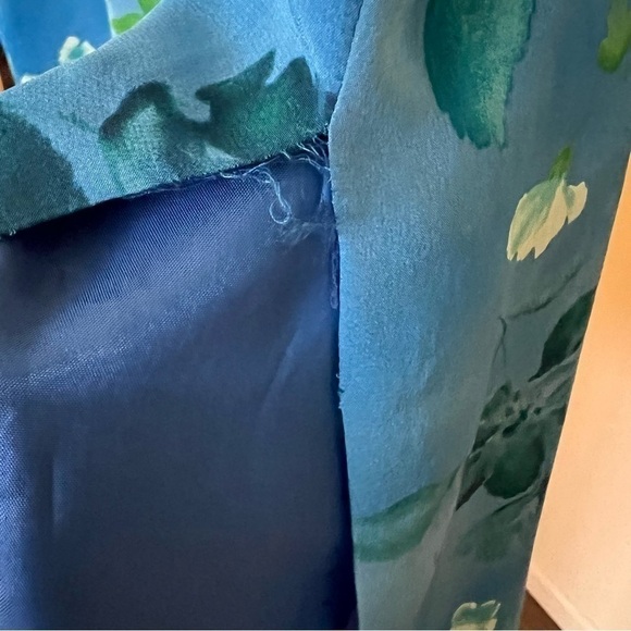 Vintage 100% Silk Skirt Long Floral Blue - Picture 3 of 5